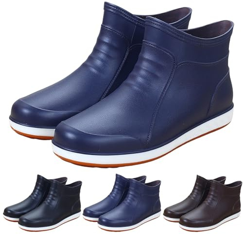 Botas de lluvia para hombre, botas de goma antideslizantes para exteriores, resistentes a la abrasión, botas cortas de goma, ligeras y robustas, resistentes al agua, botas de pesca planas, para jardín