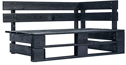 Générique Banc d'angle Palette de Jardin Bois Noir,Meubles, Mobilier de Jardin, Sièges de Jardin, Bancs de Jardin, Noir (Poids 13.6KG)