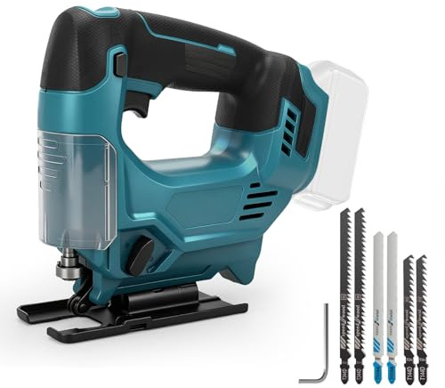 Sierra de Calar Inalámbrica Compatible con Makita 18V, Velocidad Variable, Corte en Inglete 45°, Caladoras Para Madera Para Madera, Metal y Plástico