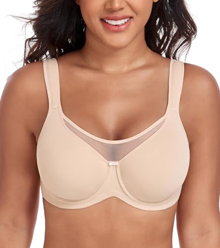DotVol Women's Underwire Minimizer Plus Size U-Back Bra | Unpadded non foam full coverage support for heavy bust daily wear