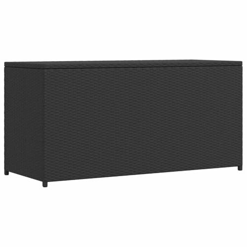 IBUQDDV Garten-Auflagenbox Schwarz 120x50x60 cm Poly Rattan Aufbewahrungstruhe mit Innentasche für Decken Kissen Sitzpolster wetterfest strapazierfähig