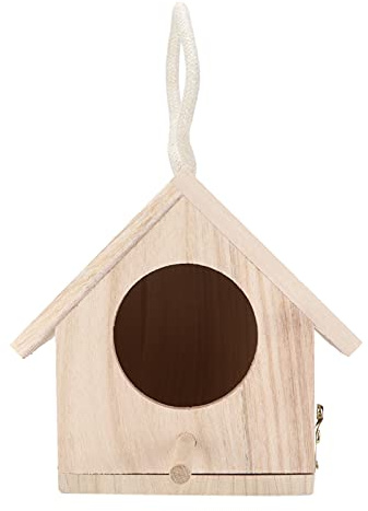 RASTKY Casa para Pájaros de Madera para Colgar en el Exterior con Percha, Casa para Pájaros de Madera Natural a Prueba de Humedad, Caja Nido para Fácil de Limpiar para Pequeños, Decoración de Jardín