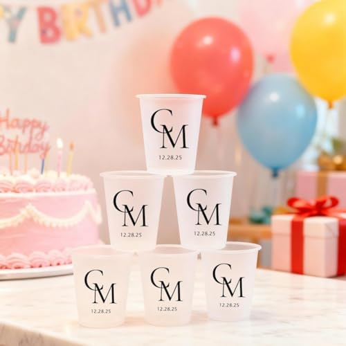 Lot de 20 gobelets en plastique givré personnalisés pour invités - 355 ml