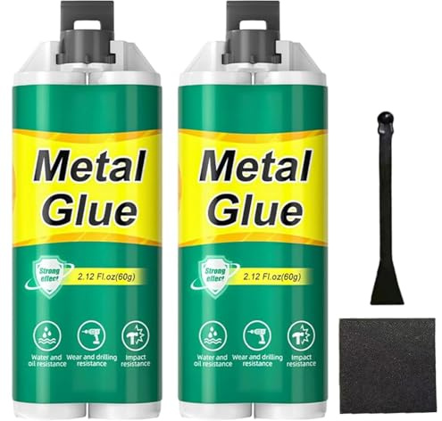 2PCS Metal Glue Heavy Duty Waterproof, Metal to Metals Adhesive, Metal Glue - High Strength, Heat Resistant Epoxy Adhesive, Strong Foundry Glue for Metal, Plastic, Ceramic, Wood, Glass (Gray)