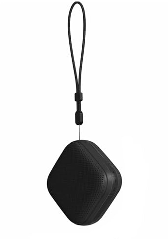 Mini Altavoz Bluetooth 5.3 USB-C negro compatible con iPhone y Android | Portátil y recargable, con USB-C, TF/microSD, AUX, micrófono manos libres y correa para llevar.