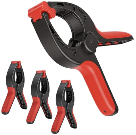 4 PCS Pinzas De Resorte,Abrazaderas De Sujeción Con Amplia Apertura De Mordaza,Clips De Muelle Y Mordaza Móvil,Pinzas Grandes Para Sujetar Lona,Pinza Para Toldos Y Lonas,Para Carpintería