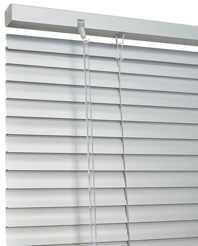 INMOZATA 25mm Thin Slat Aluminum Venetian Blind, Easy Fit Trimmable Window Venetian Blind for Home, Office & Kitchen(Silver,70W×130H cm)