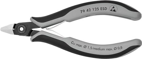 KNIPEX Präzisions-Elektronik-Seitenschneider ESDmit Mehrkomponenten-Hüllen 125 mm, 79 42 125 ESD