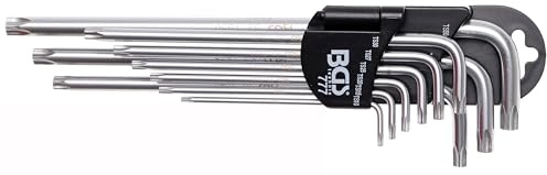 BGS 777 | Winkelschlüssel-Satz | TS-Profil (für Torx Plus) | 9-tlg. | extra lang (bis 235 mm) | TS10 - TS50 | mit Bohrung | Chrom-Vanadium-Stahl | mattiert