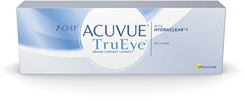 Acuvue 1-Day TruEye Tageslinsen – Tageskontaktlinsen mit 1,25 dpt und BC 8.5 – UV Schutz und Komfortables Tragegefühl – 30 Linsen