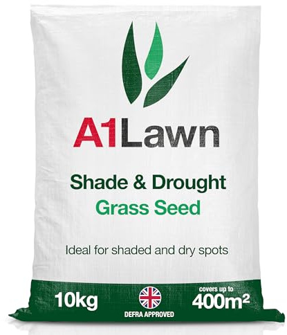 A1 Lawn Shade & Drought Tolerant Grass Seed, Hard Wearing, Fast Growing | 10kg, DEFRA Certified, Creeping Red Fescue & Perennial Ryegrass, Hard-Wearing, Fast Germination