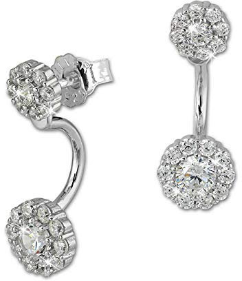 SilberDream Damen Ohrstecker Dangle Ear Cuff Zirkonia Blume weiß 925 Silber GSO420W