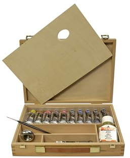 MAIMERI CLASSICO - Ölfarben-Set mit 10 x 20 ml Aluminiumtuben inkl. Zubehör im Malkasten