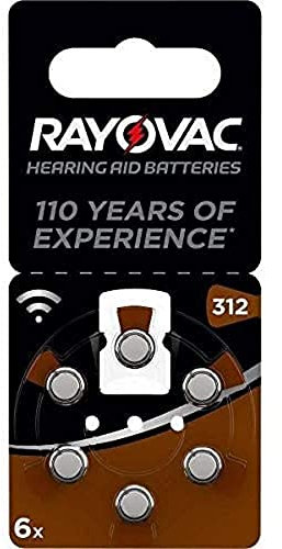 Varta Rayovac 312 Batterie per Apparecchio Acustico, 1,4V, 180 Mah (Confezione da 6)