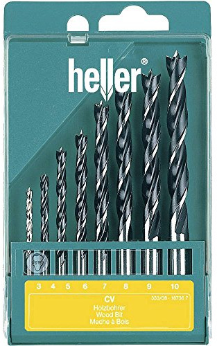 Heller Tools 333 CV Holzspiralbohrer, Silber-Schwarz, 3/4/…/9/10 mm, 8-tlg., Ø 3-10 mm