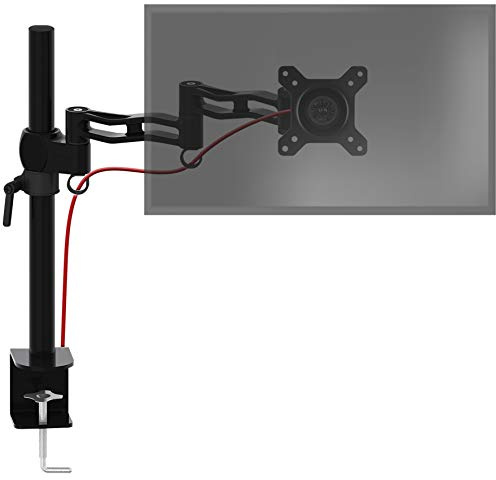 Duronic Monitor Arm Single DM351X3 BK Height Adjustable Desk Mount for 13–27 Screens, VESA 75/100, 10kg Load – Monitor Riser Clamp for Home Office, Work, Gaming