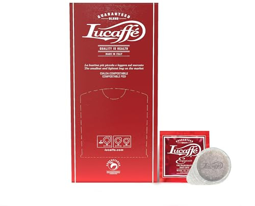 LUCAFFÈ EXQUISIT Dosettes de café Ø44 mm, 150 dosettes E.S.E, dosettes de papier compostable, dosettes de café Arabica avec des notes de Robusta, arôme de cacao, goût grillé, corps élevé