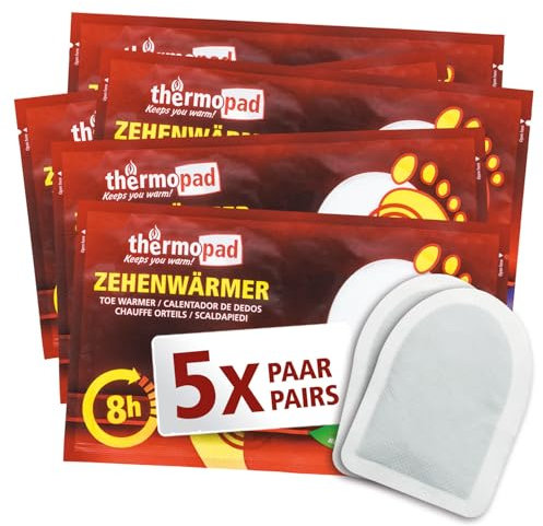 THERMOPAD Zehenwärmer – DAS ORIGINAL: 5 Paar Wärmepads für 9 Stunden Wärme I Sofort einsatzbereite Fußwärmer I Extra Warmer Fusswärmer – ideal für Outdoor-Aktivitäten & Ski-Schuhe I Fuss-Wärmekissen