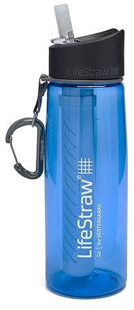 LifeStraw Go 2 Nachfüllbare Wasserflasche mit Eingebautem (2-Stufig) Blue Filter, 22 oz. , Blau, M