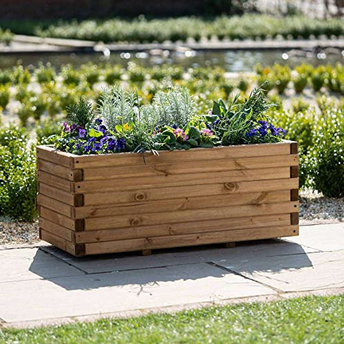 Primrose Wooden Pine Raised Flower Bed Plant Pot Outdoor Trough Planter 200cm (78.7in)