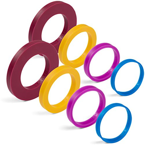 GreenOlive Nudelholz Führungsring Abstandhalter Bänder (8-teiliges Set) Mehrfarbiges flexibles Silikon Slip on Backzubehör passend für 4,5 cm bis 5,1 cm breite Teigrollen