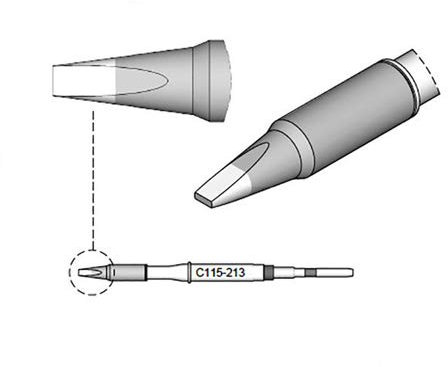 JBC Lötspitze Serie C115, Meißelform, C115213/1,0 x 0,3 mm, gerade, High Thermal C115213 (Lötkartusche Lötpatrone Loetkartusche Loetspitze Loetpatrone Nano)