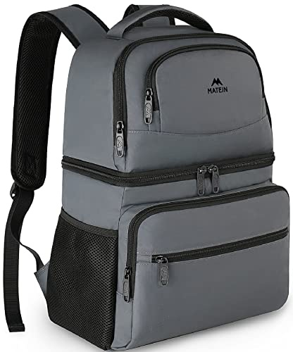 MATEIN Cooler Backpack, 26 Cans Insulated Lunch Backpack for Men Women, Leakproof Double Layer Lunch Cooler Bag Lightweight Soft Lunch Backpack with Cooler Compartment, Beach Camping Hiking Beer Gifts