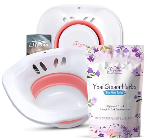 Fivona Yoni Steam Kit 2 in 1 for Herbal V Steaming Sitz Bath Seat with Yoni Steam Herbs Bundle - at Home V-SPA Cleansing Set for Toilet Bowl - Detox and Rejuvenate with All-Natural Herbal Therapy