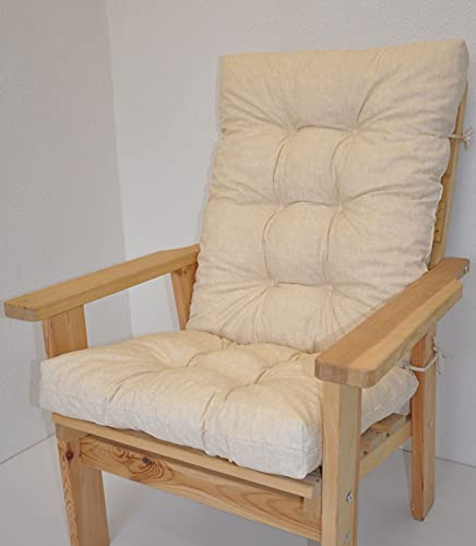 Rattani Polster für Gartenstuhl, Liegestuhl, Schaukelstuhl Sevila, Hochlehner Auflage, Gr. 125 x 55 cm, Colore beige (beige)