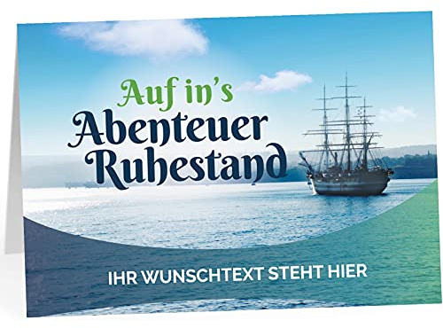XXL Abschiedskarte PERSONALISIERT (A4) - Motiv Segelschiff - große Klappkarte für Kollegen mit Umschlag zur Rente Ruhestand Pension Kündigung