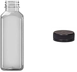 Nipter bottiglie di plastica per il riempimento, bottiglie quadrate, Bottiglie di Succo di Plastica Trasparente, con tappo a vite 500ml x 100 pezzi