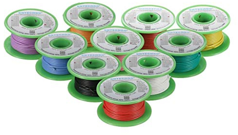 BNTECHGO 20 Gauge Silicone Wire Kit 10 Color Each 25 ft Flexible 20 AWG Stranded Tinned Copper Wire