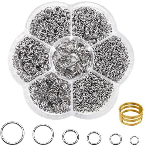 TOAOB 1000 Stück Biegeringe Edelstahl 4mm bis 10mm Jump Ringe Spaltringe | Biegeringe zum Basteln für Kettenanhänger, mit Ring Öffner, Jump Ringe für Halsketten Armband, DIY Schmuckherstellung
