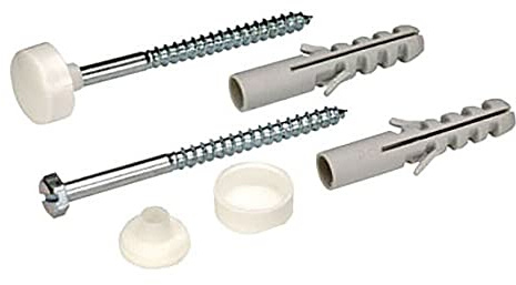 fiXte Toilet Pan Bidet Fixing Kit Screws Plugs Nylon Bushes White Caps