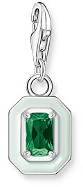 THOMAS SABO Charm-Anhänger grüner Stein Silber 925 Sterlingsilber, Kaltemail