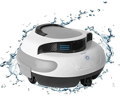 Pulitore Automatico per Piscina robotizzato Senza Fili, pulitore subacqueo Impermeabile IPX8 per Piscina, Batteria Ricaricabile da 5000 mAh, parcheggio Automatico, indicatore LED,