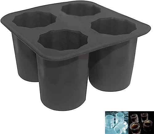 Ice Cube Trays Shot Glass Ice Mold Silicone Ice Tray Bottle Mold 4PCS Ice Cup for Cocktail Whiskey Freezer or DIY Cupcake Decoration Candy Fondant Ice Cream Desserts Crystal Soap Mould