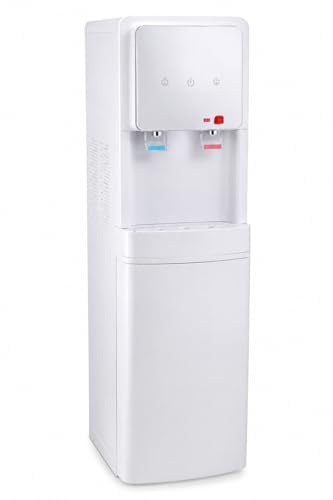 Bbagua Dispensador de Agua con Ósmosis Inversa 5 Etapas, Fuente de Agua Fría y Caliente sin Botellas, Bomba Booster, Depósito Frío 3 L y Caliente 2 L, Blanco