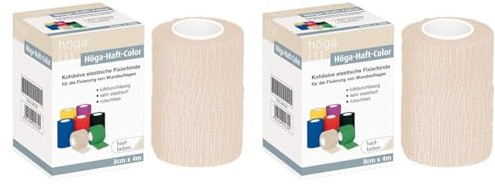 Höga Höga-Haft-Color 8cm x 4m, hautfarben, kohäsive (auf sich selbsthaftend) Fixierbinde, luftdurchlässig, sehr elastisch, rutschfest., 33 g (Packung mit 2)
