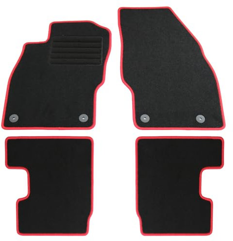 AD Tuning HG14739-ROT Fußmatten Set (4teilig) Schwarz Rot Autoteppiche Matten