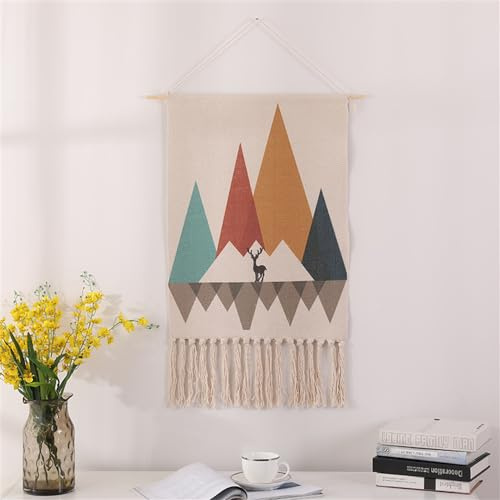 BMIDRUT Arazzo da parete in macramè, in tessuto bohémien, per casa, dormitorio, camera, sfondo, 50 x 85 cm