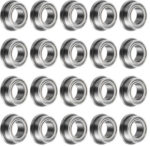 sourcing map FR156ZZ Flanged Ball Bearing, 20pcs 3/16 x 5/16 x 1/8 Chrome Steel Double Shielded ABEC1 Flange Bearings