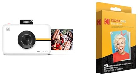 KODAK Step Touch | Cámara Digital de 13 MP e Impresora instantánea con Pantalla de 3,5 & Papel Fotográfico Zink Premium de 2X3 Pulgadas (20 Hojas) Compatible con Smile