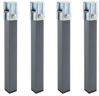 Homey - Juego de 4 Patas cuadradas con Abrazadera para Somier de 30 x 30 mm, Altura 27cm, Gris