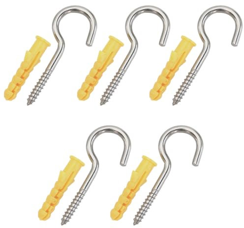 5 Stück Metallhaken Schwerlast Augenschrauben, M5 304 Edelstahl Schraubhaken, für Haus, Büro, im Freien verwenden