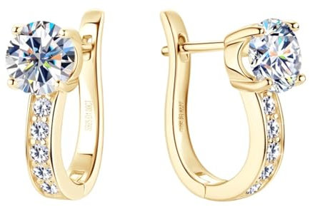 Moissanit-Creolen für Damen, 925er-Sterlingsilber, Diamantohrringe, Brautohrringe für Hochzeit, Diamant-Ohrringe, Gold-Diamantohrringe, Huggies-Ohrringe für Damen, für den täglichen Gebrauch, Stein,