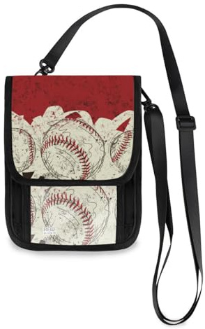 Mnsruu Billetera de viaje vintage retro para béisbol, pasaporte, tarjeta de crédito, gadgets, bolsa unisex cruzada, cartera de viaje con correa ajustable, #01, Talla única, moda