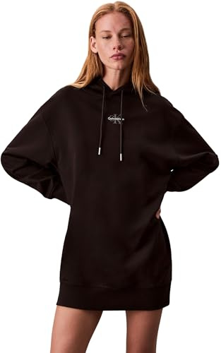 Calvin Klein Jeans dam LS MONOLOGO Premium Terry Hoodie LV047D229G klänningar, svart (svart), XL, svart (svart), XL