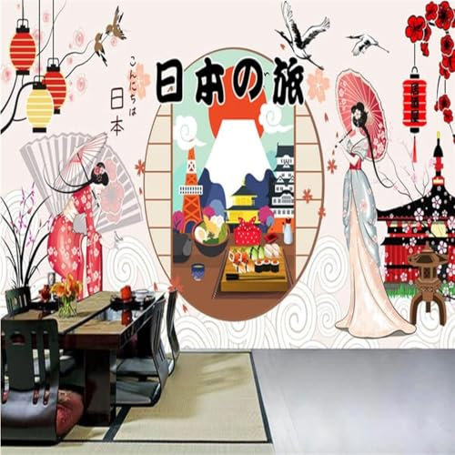 Tzxztt Kräne Laternen Frauen Moderne 3D Tapete Geprägte Seide Neutrale Töne Material Ideal Für Wohnzimmer Schlafzimmer-250cm×170cm