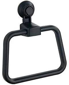 Portasciugamani ad anello nero con supporto a ventosa, senza fori, in plastica ABS, per accessori da bagno e camera da letto